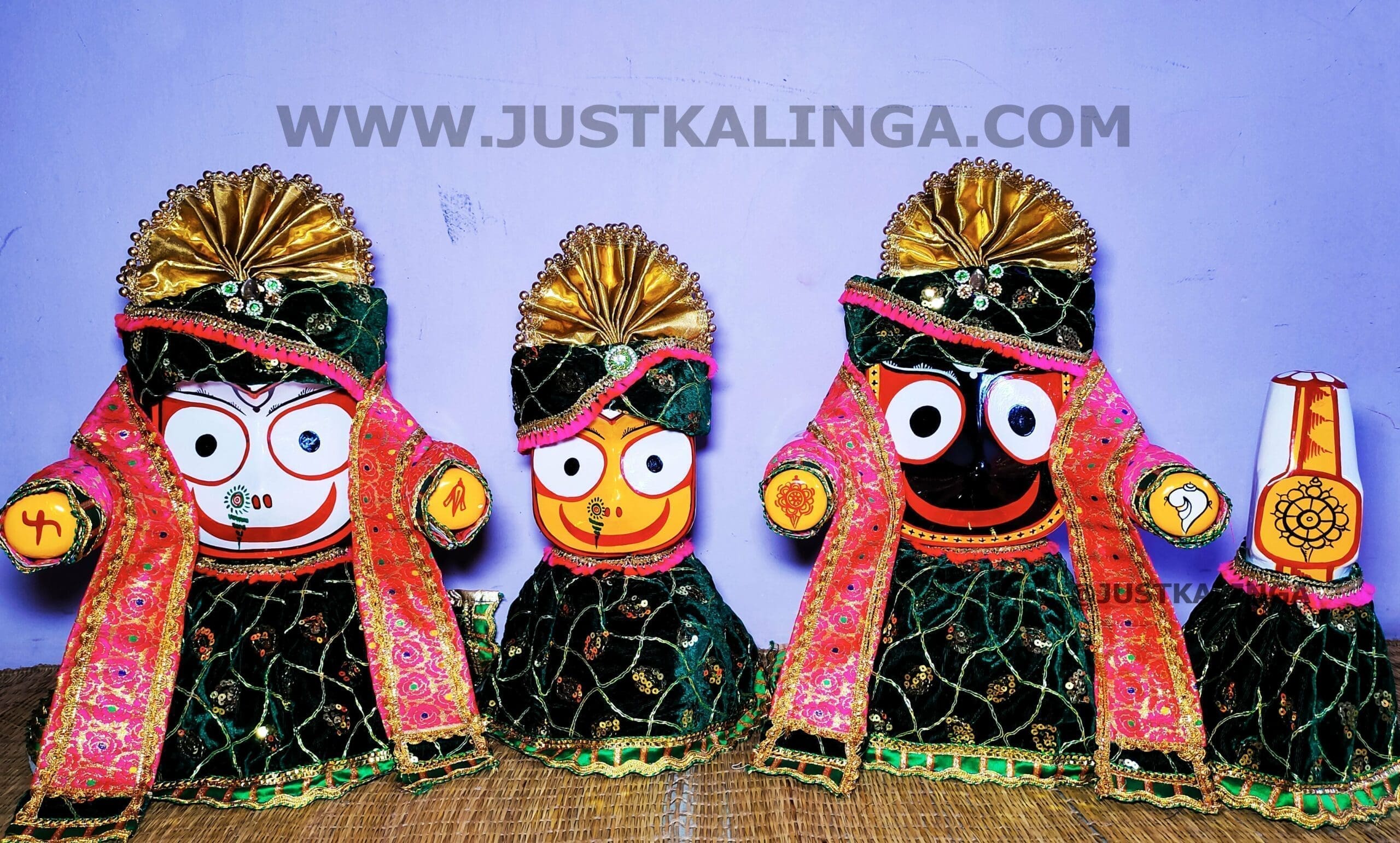 PREMIUM DRESS (PINK WITH DRAK GREEN WELBET CLOTH) FOR SHRI CHATURTHA MAHAPRABHU FULL SET | Justkalinga.com.