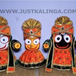 PREMIUM DRESS (ORANGE GOLDEN WITH GREEN WELBET CLOTH)  FOR SHRI CHATURTHA MAHAPRABHU FULL SET | Justkalinga.com.