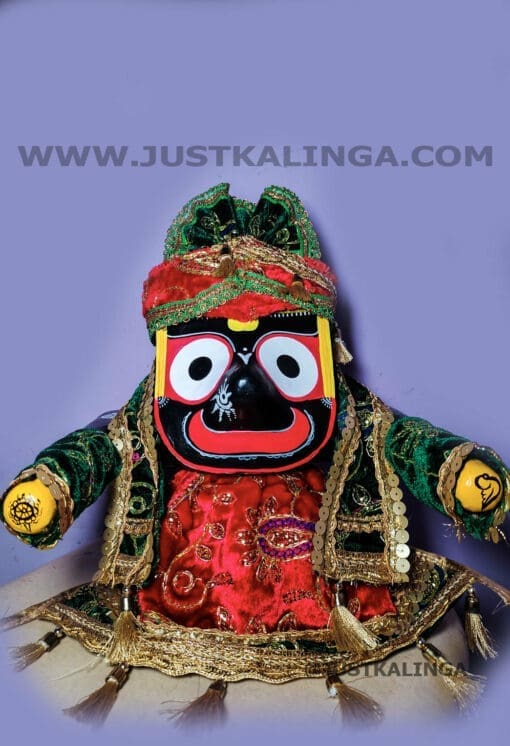 PREMIUM DRESS FOR PATITOPABAN MAHAPRABHU (RED & GREEN WELBET CLOTH) | Justkalinga.com.