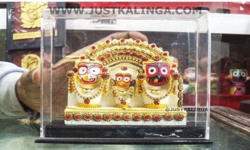 SHRI JAGANNATH MAHAPRABHU (STONE WORK) MARBLE MURTY,GLASS FRAMED | Justkalinga.com.