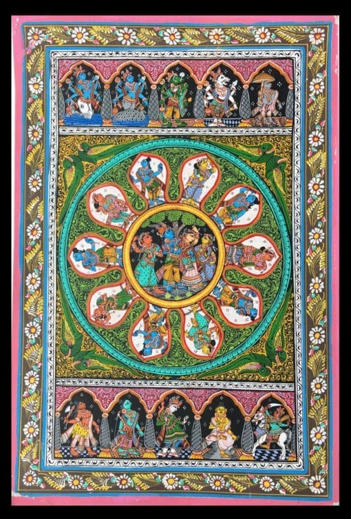 10 DIVINE EXPRESSION  & RASA LILA'S OF SUPREME LORD (PATTACHITRA:  HAND MADE  CLOTH PAINTING | Justkalinga.com.