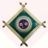 Lord Jagannath (green colour) .  Size: 13cm*13cm : The Ancient Vedic Art of Transcending knowledge "Tala-Pata-Chitra" | Justkalinga.com.