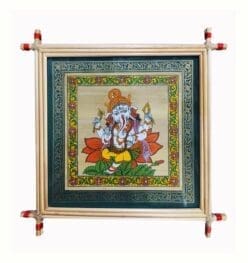 LORD GANESH.  Size: 23cm*23cm: The Ancient Vedic Art of Transcending knowledge "Tala-Pata-Chitra" | Justkalinga.com.