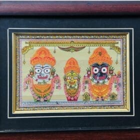 Lord Jagannath Mahaprabhu,Devi Subhadrea, Anant Balabhadra  Size: 18cm*12cm : The Ancient Vedic Art of Transcending knowledge "Tala-Pata-Chitra" | Justkalinga.com.