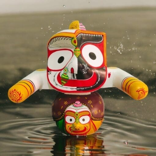 Kundalini Jagannath Murti (9 inches). Handcrafted from neem wood, this idol represents Lord Jagannath as a source of spiritual awakening.