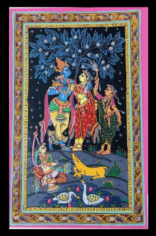 LORD KRISHNA STANDING RASOLILLA (PATTACHITRA:  HAND MADE  CLOTH PAINTING | Justkalinga.com.