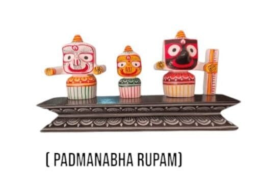 3-Inch Padmanabha Rupam Jagannath Murti Set (neem wood) - Lotus symbolism, purity, spiritual awakening.