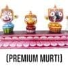 Premium Jagannath Murti set handcrafted from pure neem wood, featuring Lord Jagannath, Balabhadra, and Subhadra.