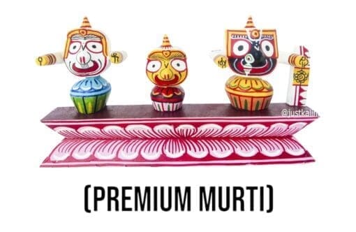 Premium Jagannath Murti set handcrafted from pure neem wood, featuring Lord Jagannath, Balabhadra, and Subhadra.