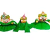 Lord Jagannath, Balabhadra, and Subhadra adorned with the Wednesday Dress and moon-design Chitas.