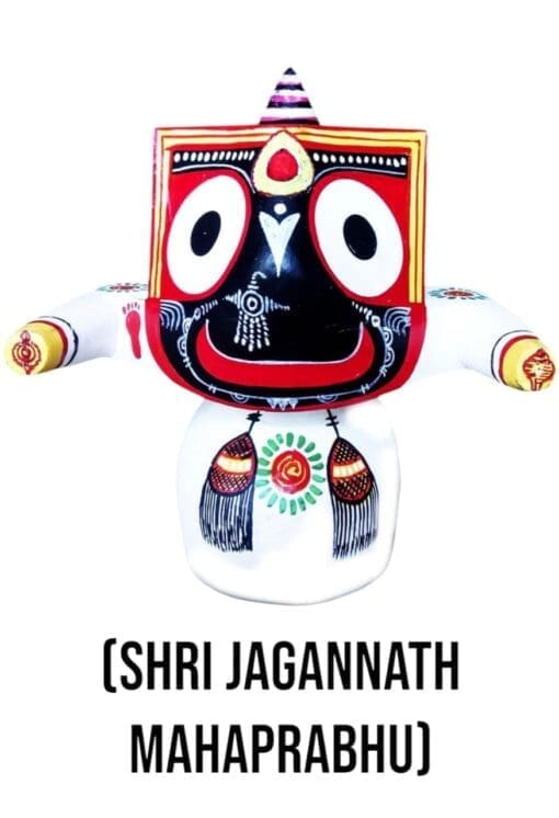 A white colored murti of Lord Shri Jagannath Mahaprabhu in Pratitopaban form, crafted from pure neem wood. It is 12 cm tall and is described as bringing a divine presence to your home and its intricate design and spiritual essence make it perfect for daily worship.