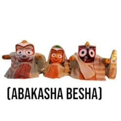 Abakash Besha, a thin cotton attire for Lord Jagannath, Balabhadra, and Subhadra murtis, representing the morning Abakash ritual.