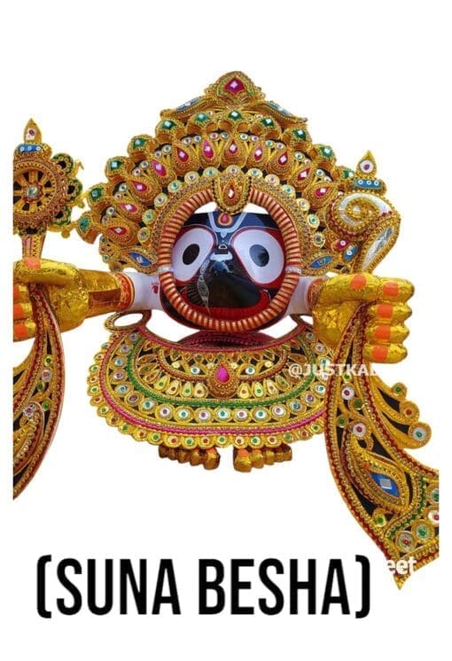 Handcrafted Suna Besha, symbolizing divine opulence and majesty, for a Patitopaban Jagannath murti.