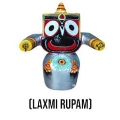 7-inch Laxmi Varnam Jagannath Murti in Silver, handcrafted from neem wood.