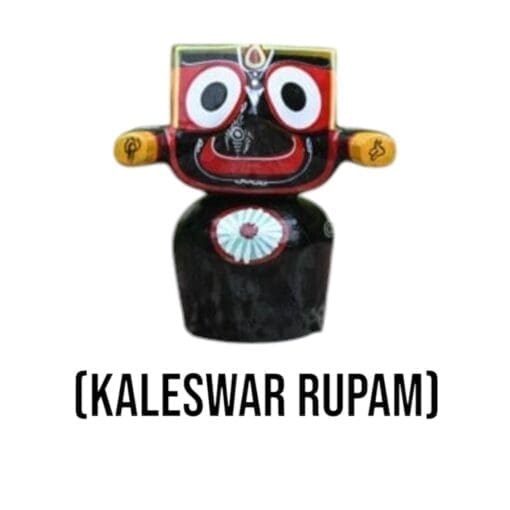 4-inch Black Kaleswar Jagannath Murti handcrafted from neem wood.