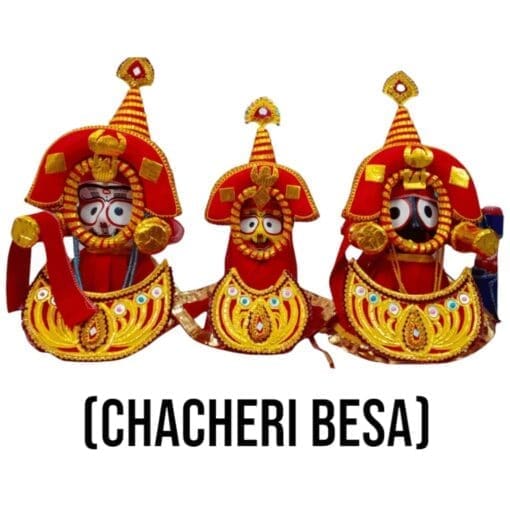 Chacheri Besha, a special attire for Lord Jagannath murtis, celebrating the Phalguna festival.