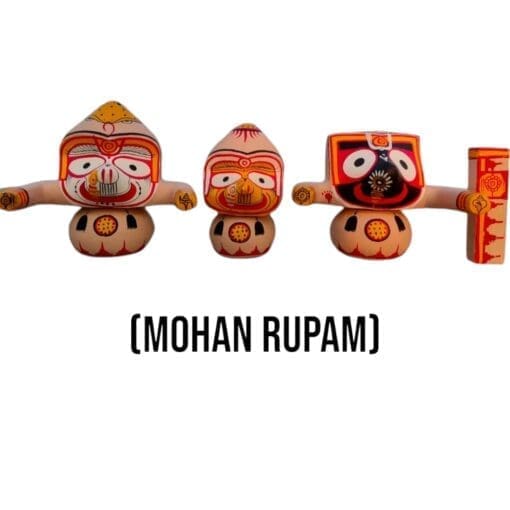 4-Inch Mohan Rupam Jagannath murti set (neem wood) - Lord Jagannath, Balabhadra, Subhadra.