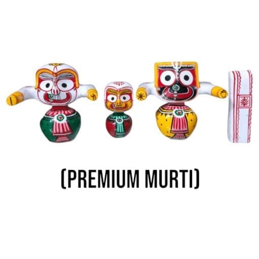 Premium Jagannath murti set (4 inch, neem wood) - Exquisite detail, Lord Jagannath, Balabhadra, Subhadra.