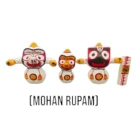 3-inch Mohan Rupam Jagannath murti set (neem wood) - Lord Jagannath, Balabhadra, Subhadra & Sudarsan for home altar, peace & spiritual connection.