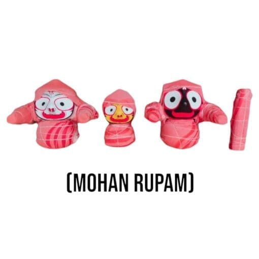 8-inch Mohan Rupam Jagannath murti set (neem wood) - Lord Jagannath, Balabhadra, Subhadra for home altar, peace & blessings.