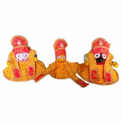 Premium Dress for Shri Jagannath Mahaprabhu. Cotton dress set for Lord Jagannath, Balabhadra, and Subhadra, including dresses, chadars, Mukut (crowns), and hand cloths."