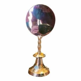 Snan Darpan, a brass mirror for Jagannath Puja. Used for symbolic bathing of deities.