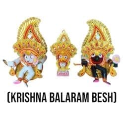 Krishna Balaram Besha, a special attire for Lord Jagannath murtis, celebrating the bond between Krishna and Balarama.