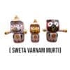 Sweta Varnam Jagannath murti set (white neem wood) - Lord Jagannath, Balabhadra, Subhadra & Sudarshan.