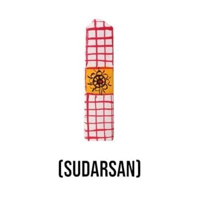 Hand-carved neem wood Sudarsan for Shri Jagannath Mahaprabhu, showcasing intricate details and craftsmanship.