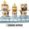 Complete Gobinda Rupam Jagannath murti set (neem wood with stand) - Lord Jagannath, Balabhadra, Subhadra & Sudarshan.