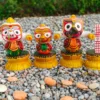 Set of 4 Wooden Lotus Asans for Shri Jagannath Mahaprabhu, handcrafted with intricate details.