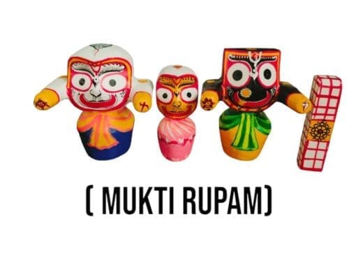 Mukti Rupam Jagannath murti set (neem wood) - Lord Jagannath, Balabhadra, Subhadra & Sudarshan