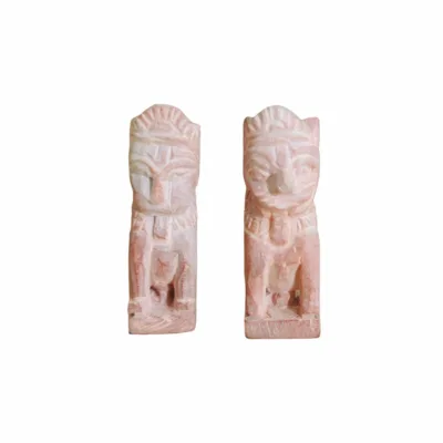 Pair of Stone Lions, hand-carved with intricate details, symbolizing protection and strength for your home temple.