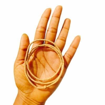 Neem Wood Kanthi Mala. Hand-carved from Neem wood sourced from Jagannatha Dham, this mala is a powerful symbol of faith and a source of holistic well-being.