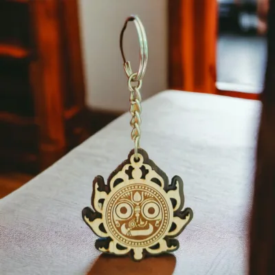 Jagannath Mahaprabhu keychain attached to keys, a reminder of the Lord's love and grace.