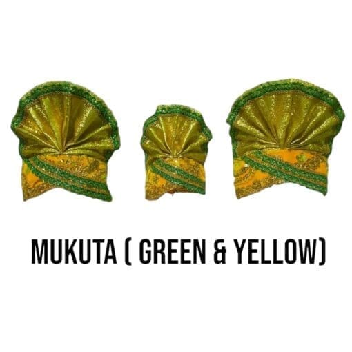 Mukut (crowns) symbolizing divine sovereignty, for Jagannath, Balabhadra, and Subhadra murtis. Includes Nirmalya Mahaprasadam and Sanjua.