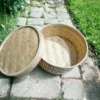 Handmade Bamboo Basket, crafted from natural bamboo cane, perfect for home, office, or puja use.