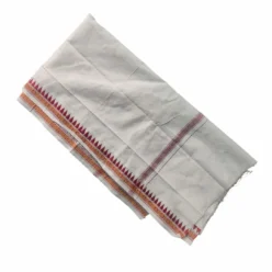 Traditional White Uttariya made from certified organic cotton, handcrafted in India.