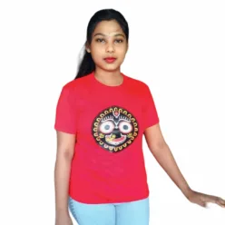 Model wearing the Shri Jagannath Unisex T-shirt, displaying their faith with pride.