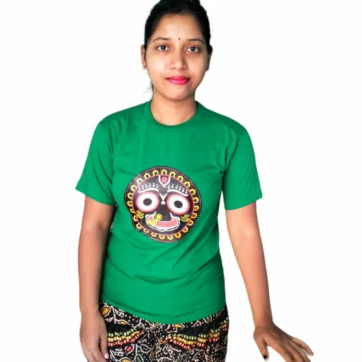 Shri Jagannath Unisex T-Shirt in navy blue. Features an image of Shri Jagannath, perfect for expressing devotion.