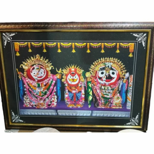 Large Photo Frame (2x1.5 ft) featuring Lord Jagannath in his Suna Besh (gold attire), radiating blessings and auspiciousness.