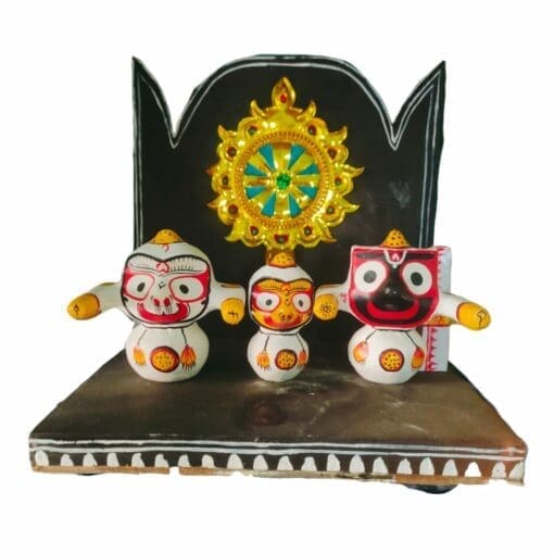 Shri Jagannath murti with Singhasan, Nirmalya Mahaprasadam, Sanjua, a premium dress set, and a Shri Jagannath Pujan Padhhati.