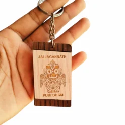 Shri Jagannath Mahaprabhu's Wooden Key Chain. Wooden keychain featuring Lord Jagannath, bringing blessings and divine presence.