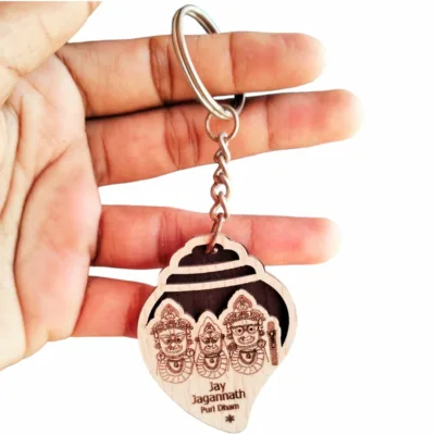 Shri Jagannath Mahaprabhu's Wooden Key Chain. Wooden keychain featuring Lord Jagannath, bringing blessings and divine presence.