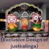 Hand-carved 6-inch neem wood Jagannath family (Jagannath, Balabhadra, Subhadra) Standing Rupam, with Nirmalya Mahaprasadam, for home and temple.