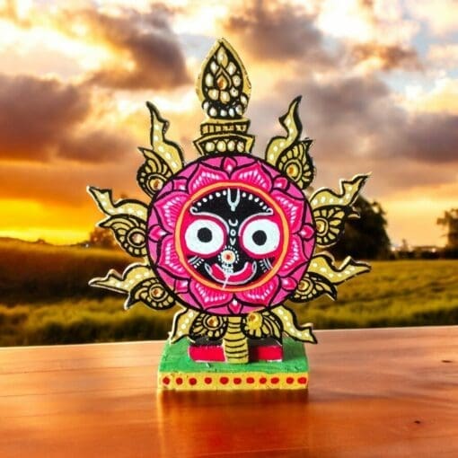 Wooden Nilachakra, a symbol of Lord Jagannath. Handcrafted and perfect for home temples or altars.