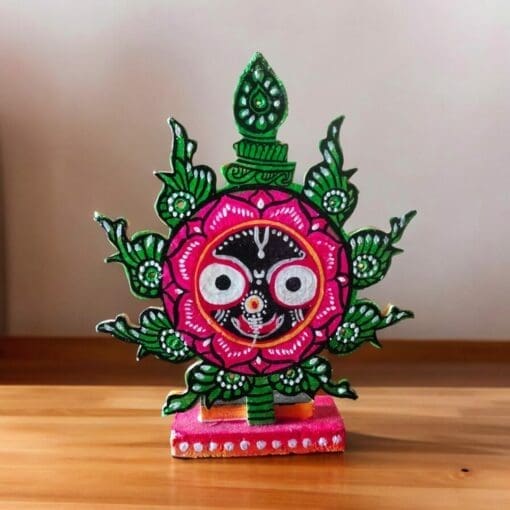 Wooden Nilachakra, a symbol of Lord Jagannath. Handcrafted and perfect for home temples or altars.