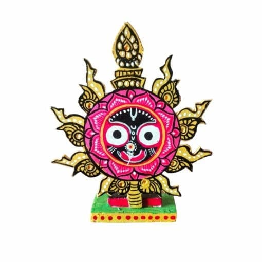 Wooden Nilachakra, a symbol of Lord Jagannath. Handcrafted and perfect for home temples or altars.