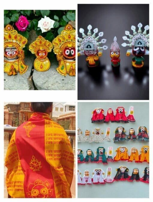 Tahia Headwear, Suna Besha, Set of 7 traditional dresses for Jagannath deities, representing their journey during Ratha Yatra.