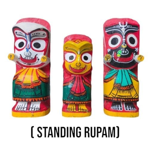 6-inch Standing Rupam Jagannath murti set- Lord Jagannath, Balabhadra, & Subhadra for home altar, peace, and blessings.